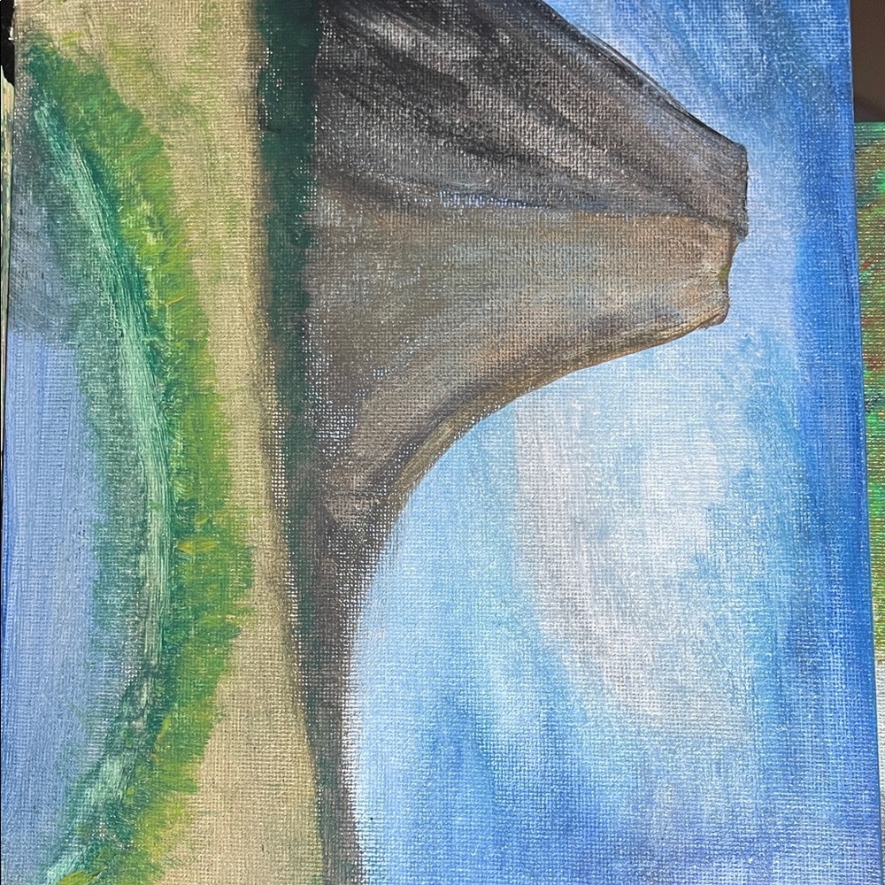 Abstract Landscape Canvas Art in Blue and Green